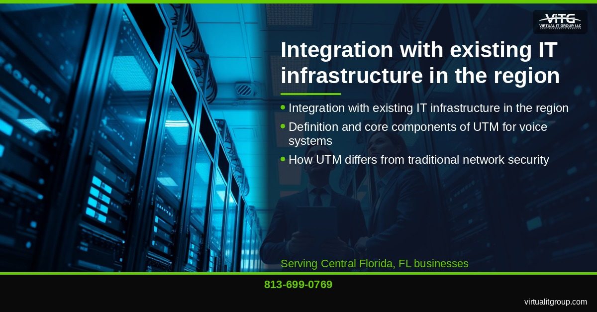 Central Florida business district with secure voice communications infrastructure highlighted